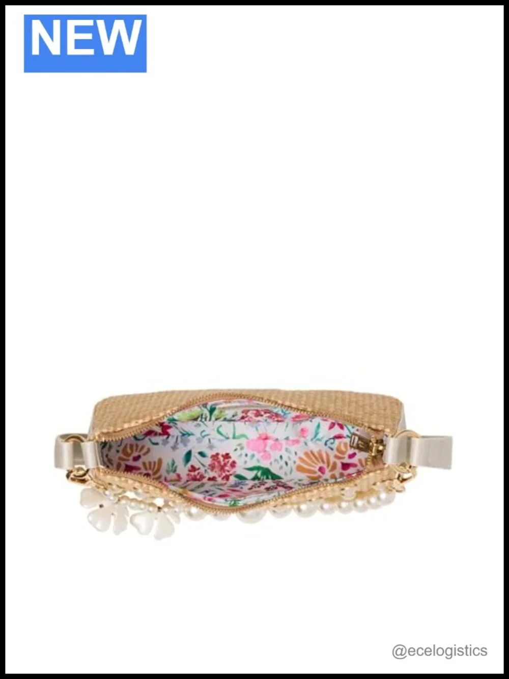 Betsey Johnson Raffia Pearl Shoulder Bag